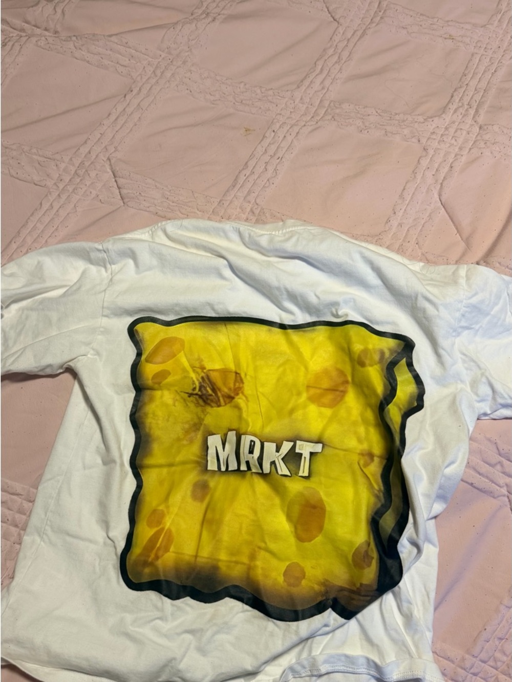 MRKT Men's White Short Sleeve Tee with Yellow Graphic